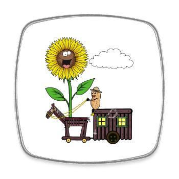 Sunflower Peanut Horse Travel Camping Peanuts - Square fridge magnet - white - Front