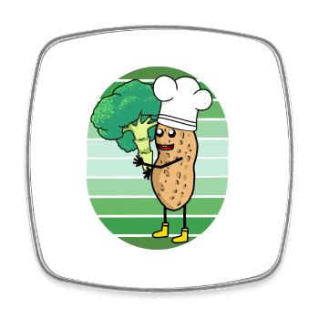 Peanut Broccoli Vegetables Cook Cooks Cook - Square fridge magnet - white - Front