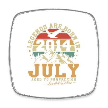 Juli 2014 Vintage Retro Geburtstag 2014 Geschenk - Viereckiger Kühlschrankmagnet - Weiß - Vorne