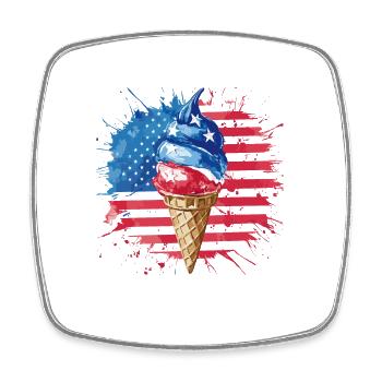 Patriotische amerikanische Flagge Eiscreme-Tüte - Viereckiger Kühlschrankmagnet - Weiß - Vorne