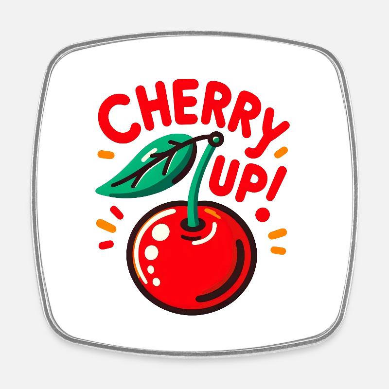Cherry Up - Square fridge magnet - white