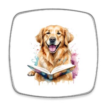 Golden Retriever Chien De Lecture Drôle Design Imprimer - Magnet carré - blanc - Devant