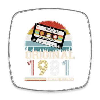 Vintage 1981 Cadeau Anniversaire 43 ans - Magnet carré - blanc - Devant