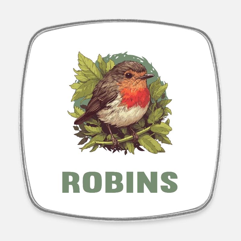 Robin Rotkehlchen - Viereckiger Kühlschrankmagnet - Weiß