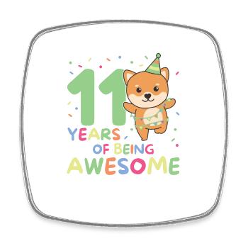 Shiba Inu for 11th birthday children eleven years old - Square fridge magnet - white - Front