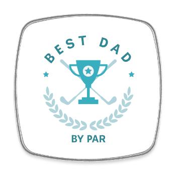 Best Dad by Par, perfektes Geschenk für Golfer - Viereckiger Kühlschrankmagnet - Weiß - Vorne