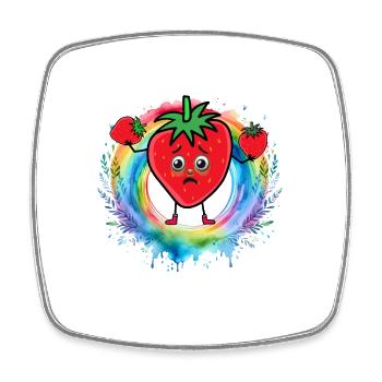 Regenbogen Erdbeeren Erdbeere Obst Früchte - Viereckiger Kühlschrankmagnet - Weiß - Vorne