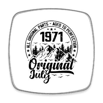 1971 July Original: 53 Years Anniversary Gift - Square fridge magnet - white - Front