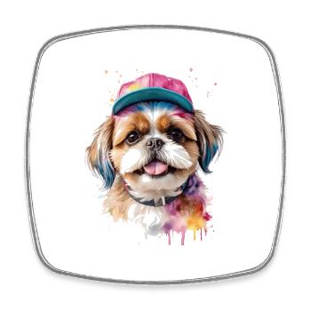 Shih Tzu Snapback Cap Hund Lustig Tier Print - Viereckiger Kühlschrankmagnet - Weiß - Vorne