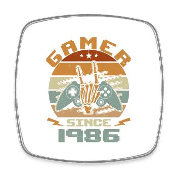 Gamer Since 1986 - Gaming Birthday Gift 1986 - Square fridge magnet - white - Front
