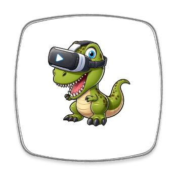 Drôle Dino T-Rex Réalité virtuelle VR Fun - Magnet carré - blanc - Devant
