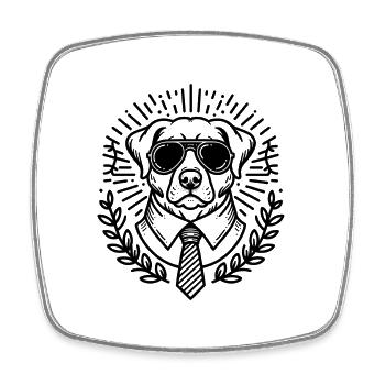 Cool Dog with Sunglasses and Tie - Hund - Square fridge magnet - white - Front