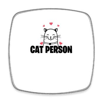 Cat Person T-Shirt - Feline Pet Love Cute Kitten - Square fridge magnet - white - Front