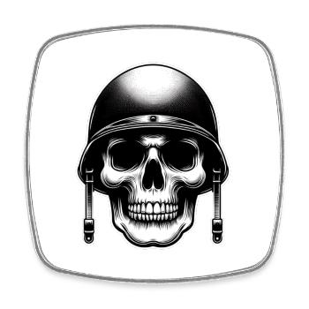 Skull Soldier T-Shirt Plain - Square fridge magnet - white - Front