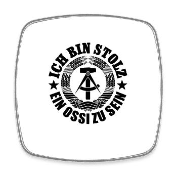 Ich bin stolz, ein Ossi zu sein, DDR, Geschenk - Viereckiger Kühlschrankmagnet - Weiß - Vorne