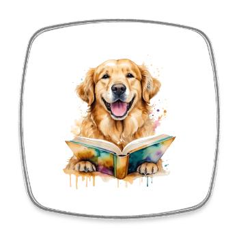 Golden Retriever Chien De Lecture Drôle Design Imprimer - Magnet carré - blanc - Devant