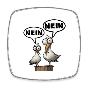 Die Bäädden Möwen - Morgenmuffel nein nein Spruch - Viereckiger Kühlschrankmagnet - Weiß - Vorne