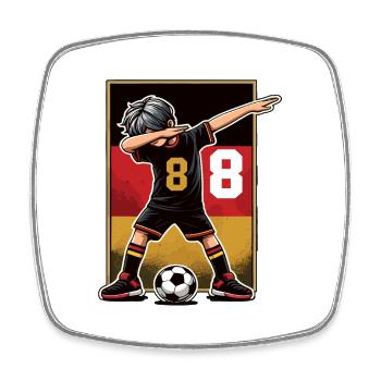 8 Years Boy Soccer Black Red Gold - Square fridge magnet - white - Front