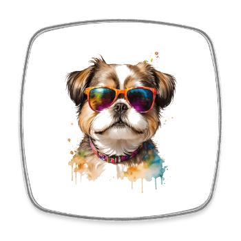 Shih Tzu Sonnenbrille Hund Lustig Tier Print - Viereckiger Kühlschrankmagnet - Weiß - Vorne