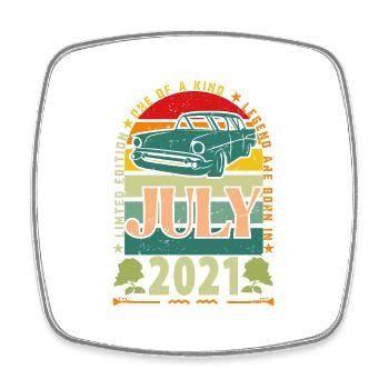 July 2021 birthday gift. July 2021. - Square fridge magnet - white - Front