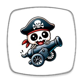 Piraten-Skelett - Viereckiger Kühlschrankmagnet - Weiß - Vorne
