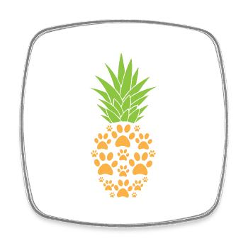 Patte de chien ananas drôle de fruit tropical animal jeu de mots - Magnet carré - blanc - Devant