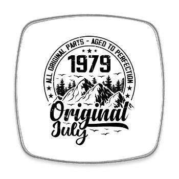 1979 July Original: 45 Years Anniversary Gift - Square fridge magnet - white - Front