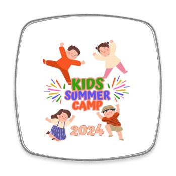 Sommercamp für Kinder - Viereckiger Kühlschrankmagnet - Weiß - Vorne