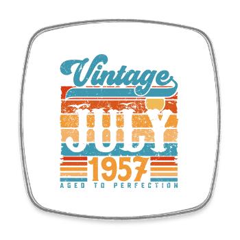 Juli 1957, Juli 1957 Geburtstagsgeschenk. - Viereckiger Kühlschrankmagnet - Weiß - Vorne