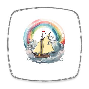 Peanut Boat Boats Rainbow Ship Sailing Nut - Square fridge magnet - white - Front
