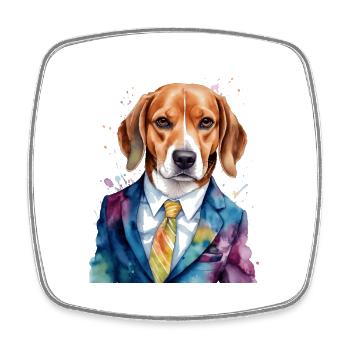 Beagle Suit Dog Colorful Funny Animal Design Print - Square fridge magnet - white - Front