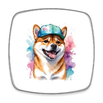Shiba Inu Snapback Cap Chien Drôle Design Print - Magnet carré - blanc - Devant