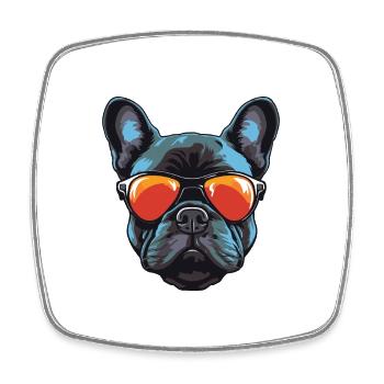 French Bulldog Dog Head - Square fridge magnet - white - Front