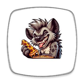Cool hyena pizza lover fast food design - Square fridge magnet - white - Front