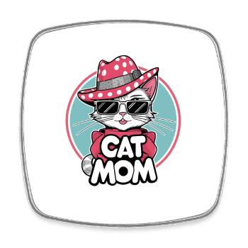 Mom of Two Girls Katzen Kätzchen Töchter - Viereckiger Kühlschrankmagnet - Weiß - Vorne