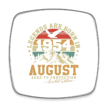 August 1954 Vintage Retro Birthday 1954 Gift - Square fridge magnet - white - Front