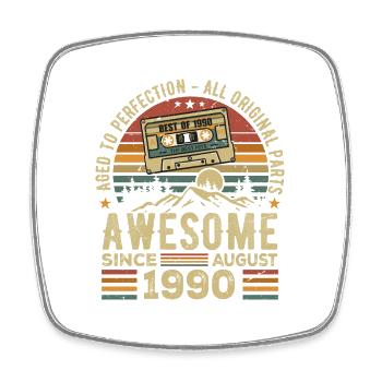 Né en Août 1990 Cadeau Anniversaire Août 1990 Août - Magnet carré - blanc - Devant