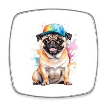 Carlin Snapback Cap Chien Coloré Drôle Design Imprimer - Magnet carré - blanc - Devant
