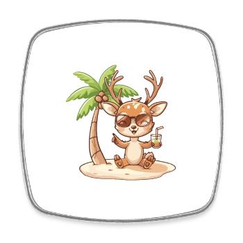 Bande dessinée Deer Summer Beach - Magnet carré - blanc - Devant