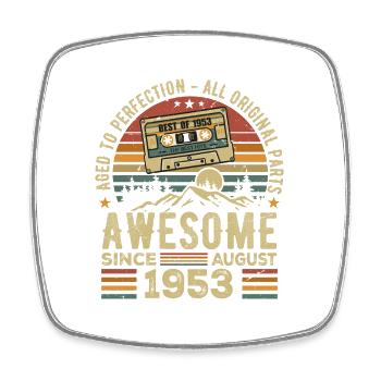 Né en Août 1953 Cadeau Anniversaire Août 1953 Août - Magnet carré - blanc - Devant