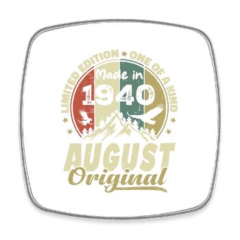 August 1940 Vintage 1940's August Birthday Gift - Square fridge magnet - white - Front