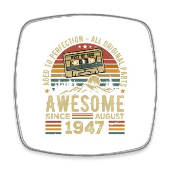 Né en Août 1947 Cadeau Anniversaire Août 1947 Août - Magnet carré - blanc - Devant