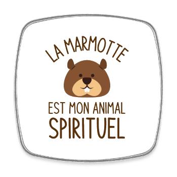La marmotte est mon animal spirituel 2 - Magnet carré - blanc - Devant
