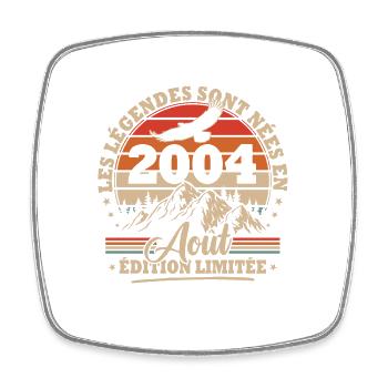 Vintage Birthday Gift Born In August 2004 - Square fridge magnet - white - Front