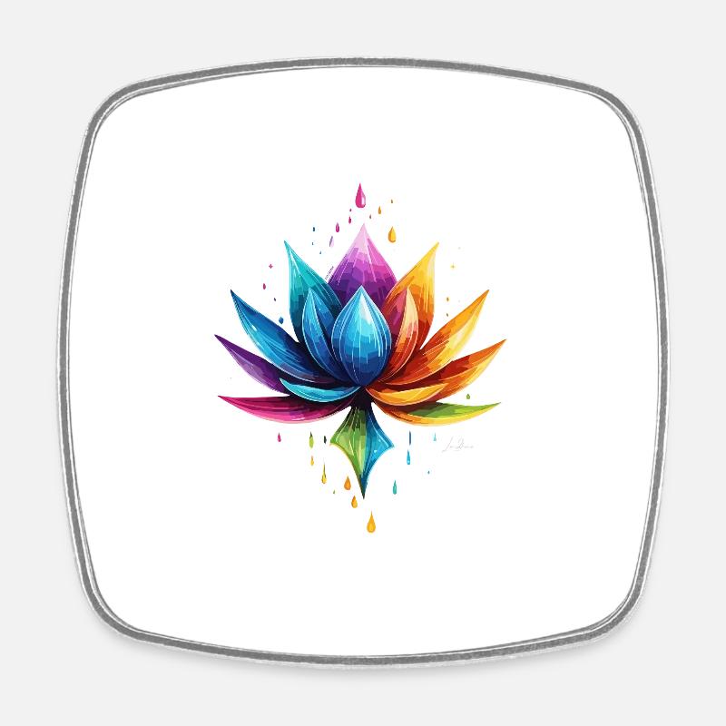 Lotus multicolore - Magnet carré - blanc