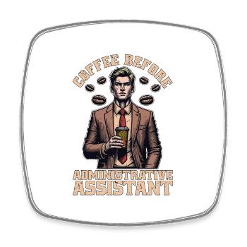 Assistante administrative Employé de bureau Café Amateur de café - Magnet carré - blanc - Devant