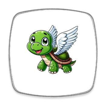 Tortue Ange Ailes Halo Farm Landw - Magnet carré - blanc - Devant