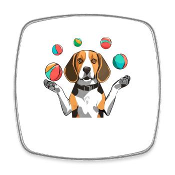 BEAGLE JONGLIERT - Viereckiger Kühlschrankmagnet - Weiß - Vorne