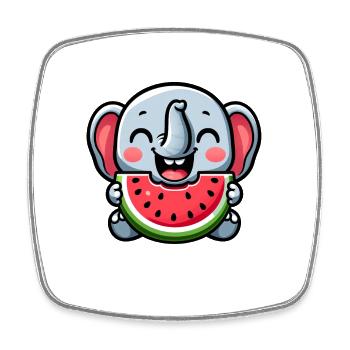 Cute elephant with watermelon summer joy - Square fridge magnet - white - Front
