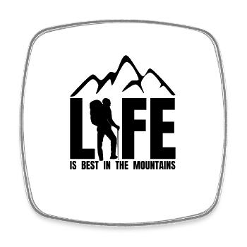LIFE IS BEST IN THE MOUNTAINS - Berge Wandern - Viereckiger Kühlschrankmagnet - Weiß - Vorne